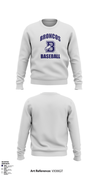 Crew Neck Sweatshirt, Burrillville High School Broncos Baseball, Baseball, Teamtime, Team time, sublimation, custom sports apparel, team uniforms, spirit wear, spiritwear, sports uniforms, custom shirts, team store, custom team store, fundraiser sports, apparel fundraiser