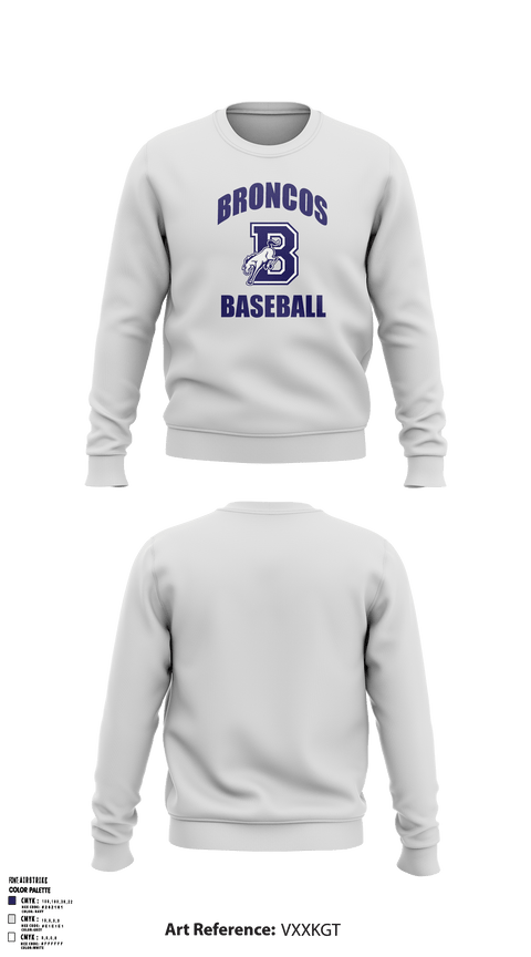 Crew Neck Sweatshirt, Burrillville High School Broncos Baseball, Baseball, Teamtime, Team time, sublimation, custom sports apparel, team uniforms, spirit wear, spiritwear, sports uniforms, custom shirts, team store, custom team store, fundraiser sports, apparel fundraiser