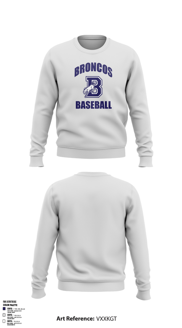 Crew Neck Sweatshirt, Burrillville High School Broncos Baseball, Baseball, Teamtime, Team time, sublimation, custom sports apparel, team uniforms, spirit wear, spiritwear, sports uniforms, custom shirts, team store, custom team store, fundraiser sports, apparel fundraiser
