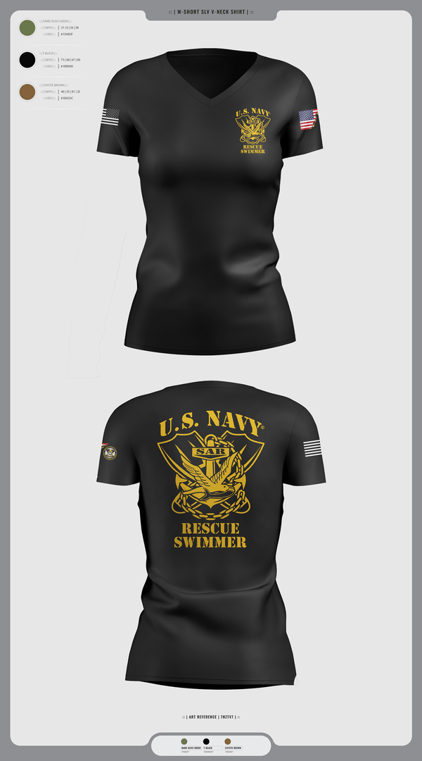 Womens Short Sleeve Vneck Shirt, Aircrew Rescue Swimmer, , Teamtime, Team time, sublimation, custom sports apparel, team uniforms, spirit wear, spiritwear, sports uniforms, custom shirts, team store, custom team store, fundraiser sports, apparel fundraiser