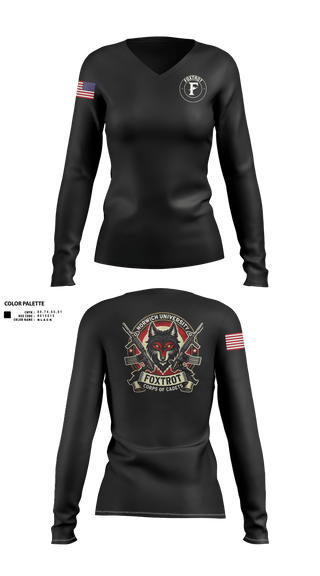 Womens Long Sleeve Vneck Shirt, Foxtrot Company, , Teamtime, Team time, sublimation, custom sports apparel, team uniforms, spirit wear, spiritwear, sports uniforms, custom shirts, team store, custom team store, fundraiser sports, apparel fundraiser