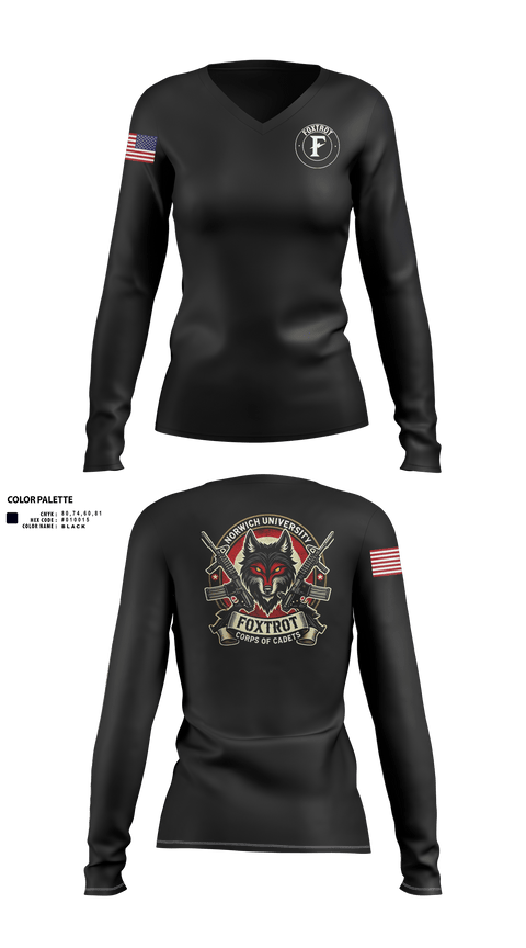 Womens Long Sleeve Vneck Shirt, Foxtrot Company, , Teamtime, Team time, sublimation, custom sports apparel, team uniforms, spirit wear, spiritwear, sports uniforms, custom shirts, team store, custom team store, fundraiser sports, apparel fundraiser