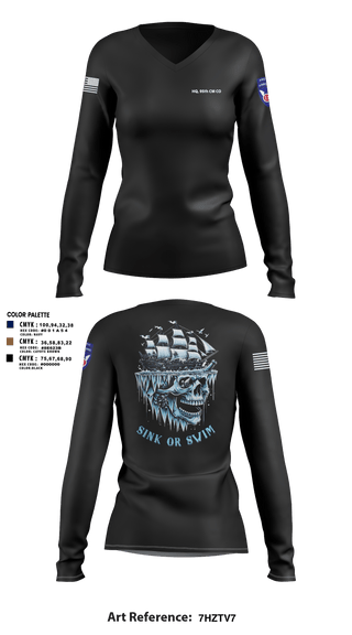 Womens Long Sleeve Vneck Shirt, HQ, 95th CM CO, Army, Teamtime, Team time, sublimation, custom sports apparel, team uniforms, spirit wear, spiritwear, sports uniforms, custom shirts, team store, custom team store, fundraiser sports, apparel fundraiser