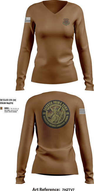 Womens Long Sleeve Vneck Shirt, IDLC, Air Force, Teamtime, Team time, sublimation, custom sports apparel, team uniforms, spirit wear, spiritwear, sports uniforms, custom shirts, team store, custom team store, fundraiser sports, apparel fundraiser