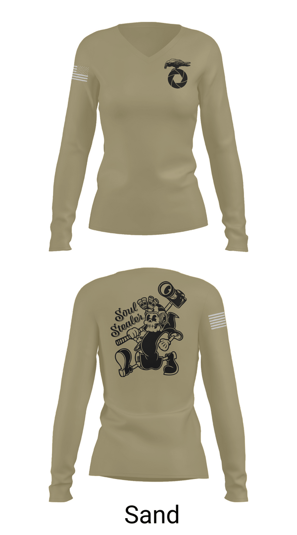 Womens Long Sleeve Vneck Shirt, MCAGCC COMMSTRAT, , Teamtime, Team time, sublimation, custom sports apparel, team uniforms, spirit wear, spiritwear, sports uniforms, custom shirts, team store, custom team store, fundraiser sports, apparel fundraiser