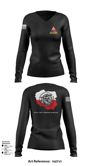 Womens Long Sleeve Vneck Shirt, 261st BSC CAVEMAN PLT, , Teamtime, Team time, sublimation, custom sports apparel, team uniforms, spirit wear, spiritwear, sports uniforms, custom shirts, team store, custom team store, fundraiser sports, apparel fundraiser