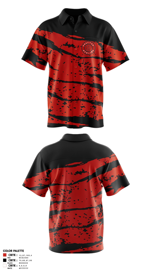 Short Sleeve Bowling Jersey, Proctor Raiders, Bowling, Teamtime, Team time, sublimation, custom sports apparel, team uniforms, spirit wear, spiritwear, sports uniforms, custom shirts, team store, custom team store, fundraiser sports, apparel fundraiser