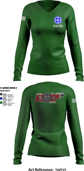 Womens Long Sleeve Vneck Shirt, HHC 35th Division Sustainment Brigade, National Guard, Teamtime, Team time, sublimation, custom sports apparel, team uniforms, spirit wear, spiritwear, sports uniforms, custom shirts, team store, custom team store, fundraiser sports, apparel fundraiser