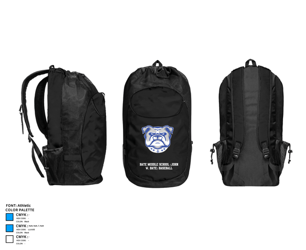 Gear Bag, Bate Middle School (John W. Bate) Baseball, Baseball, Teamtime, Team time, sublimation, custom sports apparel, team uniforms, spirit wear, spiritwear, sports uniforms, custom shirts, team store, custom team store, fundraiser sports, apparel fundraiser