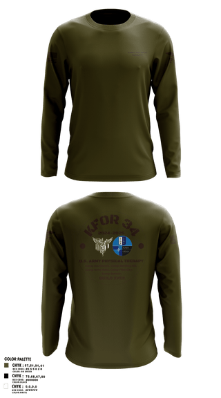 Long Sleeve Performance Shirt, KFOR34 Physical Therapy, Army, Teamtime, Team time, sublimation, custom sports apparel, team uniforms, spirit wear, spiritwear, sports uniforms, custom shirts, team store, custom team store, fundraiser sports, apparel fundraiser