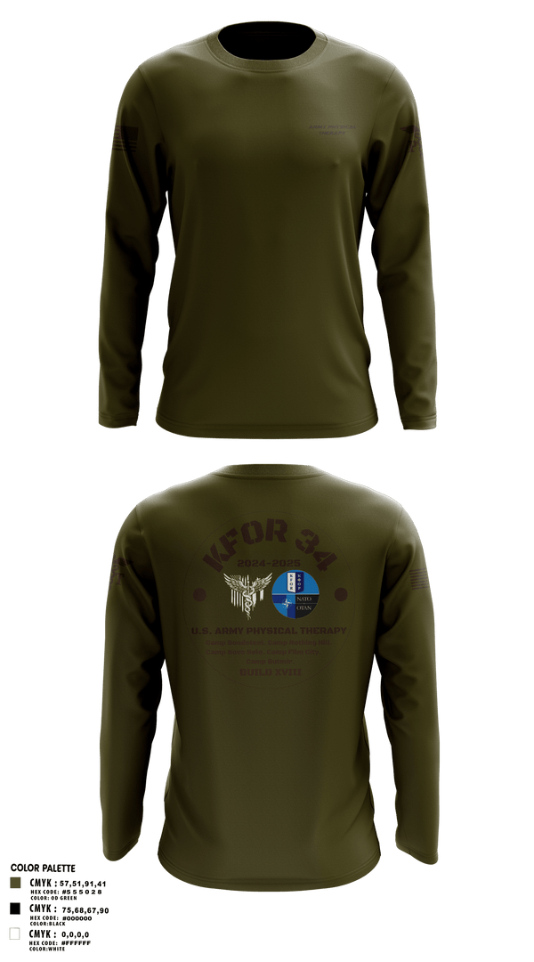 Long Sleeve Performance Shirt, KFOR34 Physical Therapy, Army, Teamtime, Team time, sublimation, custom sports apparel, team uniforms, spirit wear, spiritwear, sports uniforms, custom shirts, team store, custom team store, fundraiser sports, apparel fundraiser