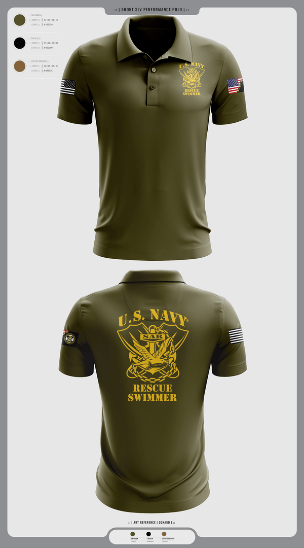 Short Sleeve Performance Polo, Aircrew Rescue Swimmer, , Teamtime, Team time, sublimation, custom sports apparel, team uniforms, spirit wear, spiritwear, sports uniforms, custom shirts, team store, custom team store, fundraiser sports, apparel fundraiser