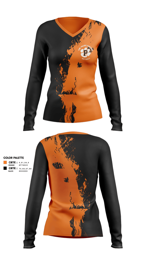 Womens Long Sleeve Vneck Shirt, Pine Prairie Panthers Softball, Softball, Teamtime, Team time, sublimation, custom sports apparel, team uniforms, spirit wear, spiritwear, sports uniforms, custom shirts, team store, custom team store, fundraiser sports, apparel fundraiser