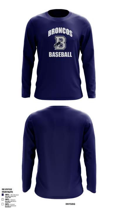 Burrillville High School Broncos Baseball 5359467 Long Sleeve Performance Shirt 1