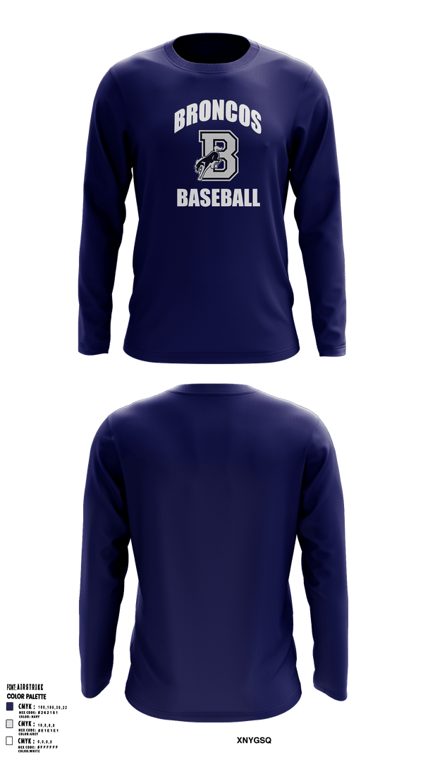 Long Sleeve Performance Shirt, Burrillville High School Broncos Baseball, Baseball, Teamtime, Team time, sublimation, custom sports apparel, team uniforms, spirit wear, spiritwear, sports uniforms, custom shirts, team store, custom team store, fundraiser sports, apparel fundraiser
