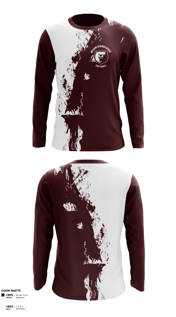 Long Sleeve Performance Shirt, Willow Springs Bears Softball, Softball, Teamtime, Team time, sublimation, custom sports apparel, team uniforms, spirit wear, spiritwear, sports uniforms, custom shirts, team store, custom team store, fundraiser sports, apparel fundraiser