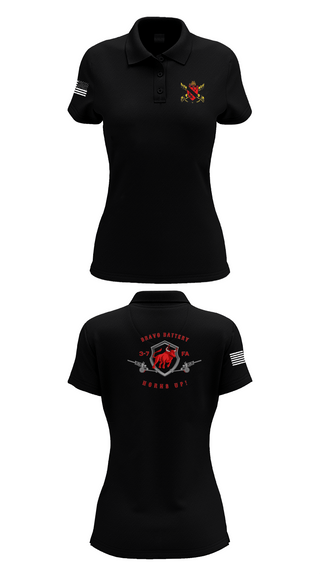 Womens Short Sleeve Performance Polo, Bravo Battery 3-7 FA, Army, Teamtime, Team time, sublimation, custom sports apparel, team uniforms, spirit wear, spiritwear, sports uniforms, custom shirts, team store, custom team store, fundraiser sports, apparel fundraiser