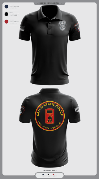 Short Sleeve Performance Polo, San marcos police - field force, Police, Teamtime, Team time, sublimation, custom sports apparel, team uniforms, spirit wear, spiritwear, sports uniforms, custom shirts, team store, custom team store, fundraiser sports, apparel fundraiser