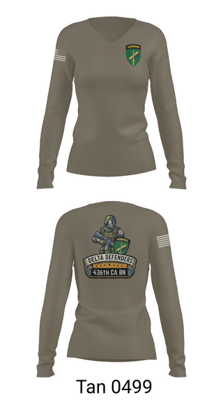 Womens Long Sleeve Vneck Shirt, D Co 436th CA BN, , Teamtime, Team time, sublimation, custom sports apparel, team uniforms, spirit wear, spiritwear, sports uniforms, custom shirts, team store, custom team store, fundraiser sports, apparel fundraiser