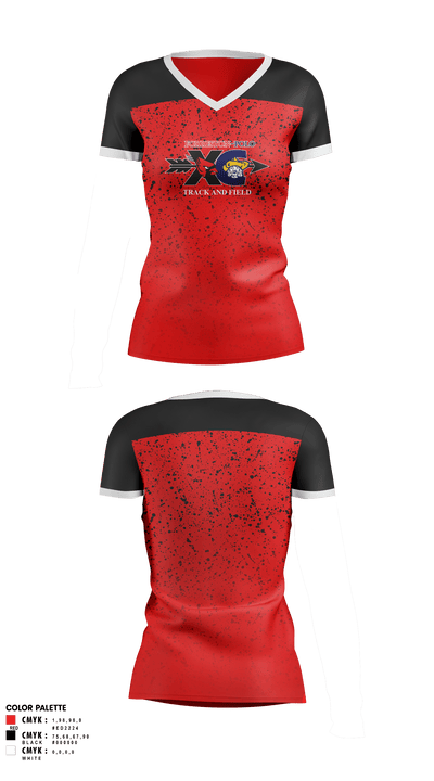 Forreston High School Track and Field 13556673 Women's Short Sleeve V-neck Shirt - 1