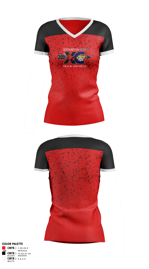 Womens Short Sleeve Vneck Shirt, Forreston High School Track and Field, Track & Field, Teamtime, Team time, sublimation, custom sports apparel, team uniforms, spirit wear, spiritwear, sports uniforms, custom shirts, team store, custom team store, fundraiser sports, apparel fundraiser