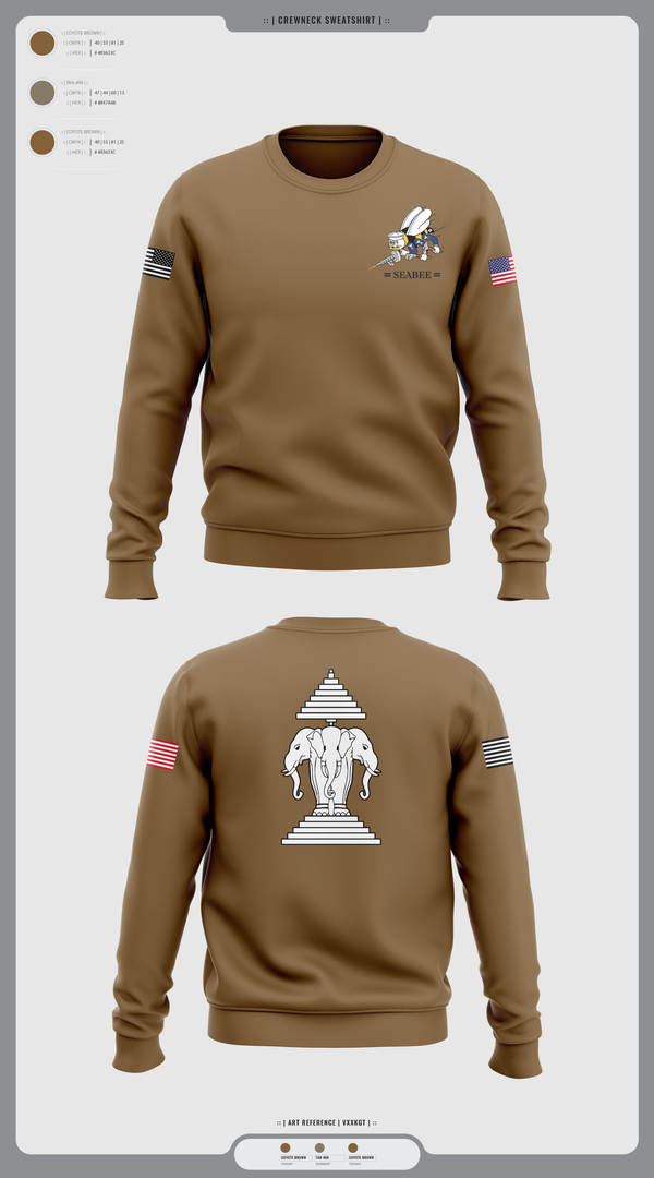 Crew Neck Sweatshirt, Seabee, Navy, Teamtime, Team time, sublimation, custom sports apparel, team uniforms, spirit wear, spiritwear, sports uniforms, custom shirts, team store, custom team store, fundraiser sports, apparel fundraiser