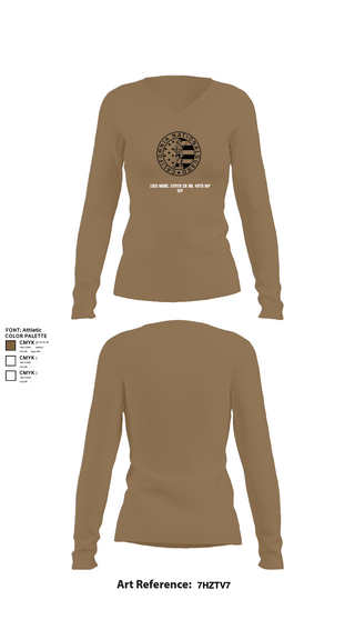Womens Long Sleeve Vneck Shirt, 132d MRBC, 579th EN BN, 49th MP DIV, , Teamtime, Team time, sublimation, custom sports apparel, team uniforms, spirit wear, spiritwear, sports uniforms, custom shirts, team store, custom team store, fundraiser sports, apparel fundraiser