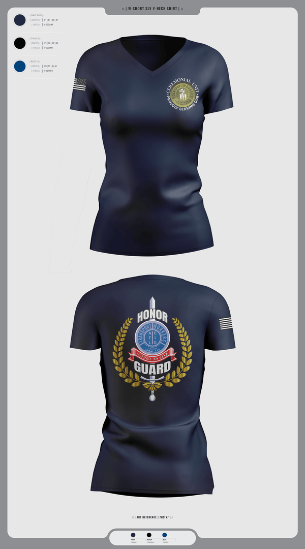 Womens Short Sleeve Vneck Shirt, Twu Local 100 Ceremonial Unit & Honor Guard, , Teamtime, Team time, sublimation, custom sports apparel, team uniforms, spirit wear, spiritwear, sports uniforms, custom shirts, team store, custom team store, fundraiser sports, apparel fundraiser