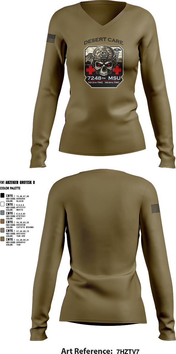 Womens Long Sleeve Vneck Shirt, 7248th MSU, , Teamtime, Team time, sublimation, custom sports apparel, team uniforms, spirit wear, spiritwear, sports uniforms, custom shirts, team store, custom team store, fundraiser sports, apparel fundraiser