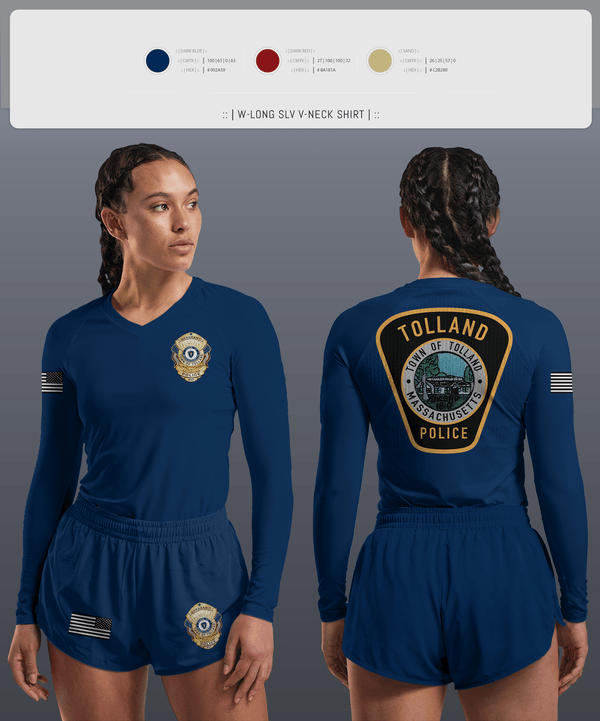 Womens Long Sleeve Vneck Shirt, Tolland Police Department, , Teamtime, Team time, sublimation, custom sports apparel, team uniforms, spirit wear, spiritwear, sports uniforms, custom shirts, team store, custom team store, fundraiser sports, apparel fundraiser