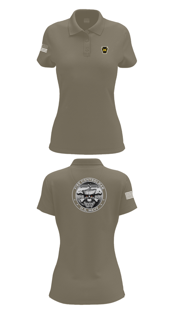 Womens Short Sleeve Performance Polo, Fire Controlman, Navy, Teamtime, Team time, sublimation, custom sports apparel, team uniforms, spirit wear, spiritwear, sports uniforms, custom shirts, team store, custom team store, fundraiser sports, apparel fundraiser