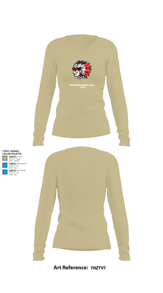 Womens Long Sleeve Vneck Shirt, Howar Middle School Track & Field, Track & Field, Teamtime, Team time, sublimation, custom sports apparel, team uniforms, spirit wear, spiritwear, sports uniforms, custom shirts, team store, custom team store, fundraiser sports, apparel fundraiser