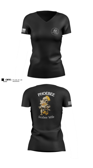 Womens Short Sleeve Vneck Shirt, Seabee Wifes, Navy, Teamtime, Team time, sublimation, custom sports apparel, team uniforms, spirit wear, spiritwear, sports uniforms, custom shirts, team store, custom team store, fundraiser sports, apparel fundraiser