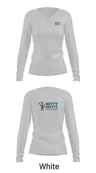 Womens Long Sleeve Vneck Shirt, Nitty Gritty Window washing, , Teamtime, Team time, sublimation, custom sports apparel, team uniforms, spirit wear, spiritwear, sports uniforms, custom shirts, team store, custom team store, fundraiser sports, apparel fundraiser