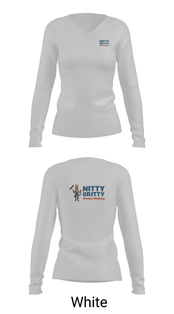 Womens Long Sleeve Vneck Shirt, Nitty Gritty Window washing, , Teamtime, Team time, sublimation, custom sports apparel, team uniforms, spirit wear, spiritwear, sports uniforms, custom shirts, team store, custom team store, fundraiser sports, apparel fundraiser