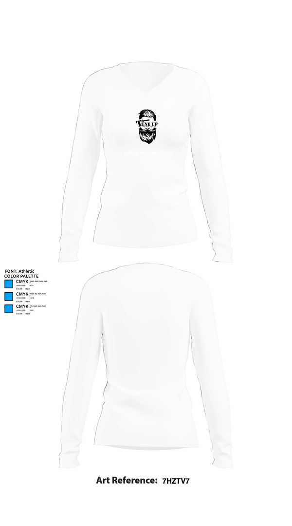 Womens Long Sleeve Vneck Shirt, Tune Up The Manly Salon, , Teamtime, Team time, sublimation, custom sports apparel, team uniforms, spirit wear, spiritwear, sports uniforms, custom shirts, team store, custom team store, fundraiser sports, apparel fundraiser