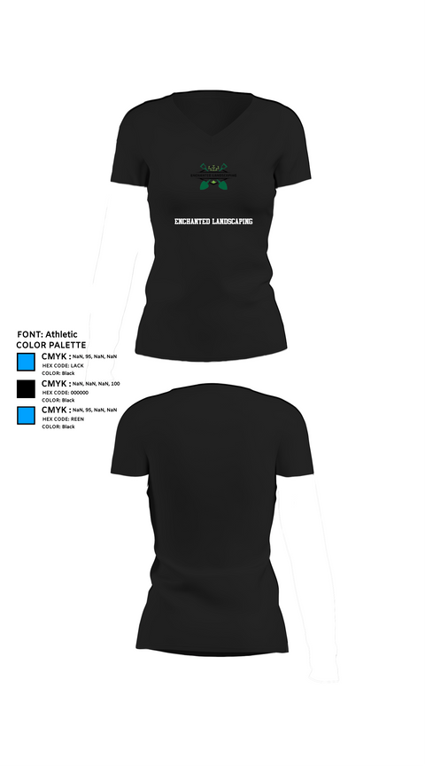 Womens Short Sleeve Vneck Shirt, Enchanted Landscaping, , Teamtime, Team time, sublimation, custom sports apparel, team uniforms, spirit wear, spiritwear, sports uniforms, custom shirts, team store, custom team store, fundraiser sports, apparel fundraiser