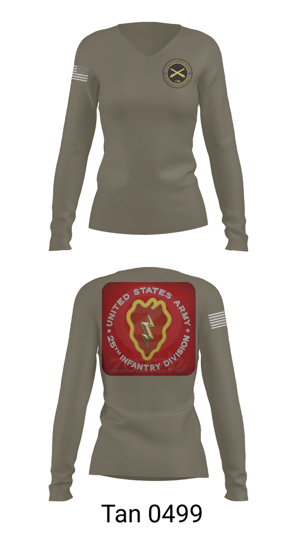 Womens Long Sleeve Vneck Shirt, 25th infantry division C-Btry 1/8 FA, , Teamtime, Team time, sublimation, custom sports apparel, team uniforms, spirit wear, spiritwear, sports uniforms, custom shirts, team store, custom team store, fundraiser sports, apparel fundraiser