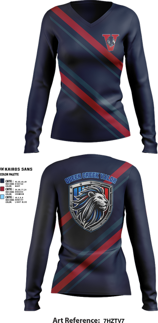 Womens Long Sleeve Vneck Shirt, Valor, , Teamtime, Team time, sublimation, custom sports apparel, team uniforms, spirit wear, spiritwear, sports uniforms, custom shirts, team store, custom team store, fundraiser sports, apparel fundraiser