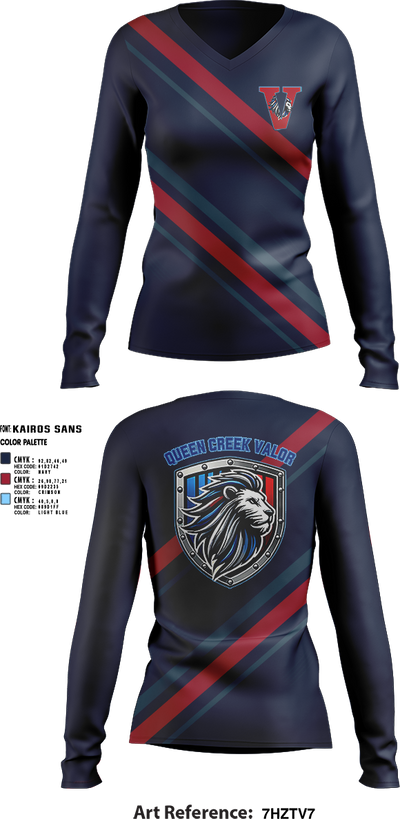 Valor 87378817 Women's Long Sleeve V-neck Shirt - 3