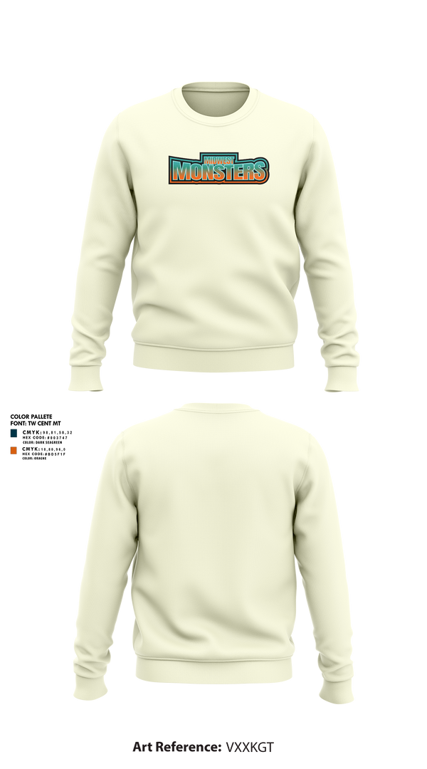 Crew Neck Sweatshirt, Midwest Monsters, Men's Basketball, Teamtime, Team time, sublimation, custom sports apparel, team uniforms, spirit wear, spiritwear, sports uniforms, custom shirts, team store, custom team store, fundraiser sports, apparel fundraiser