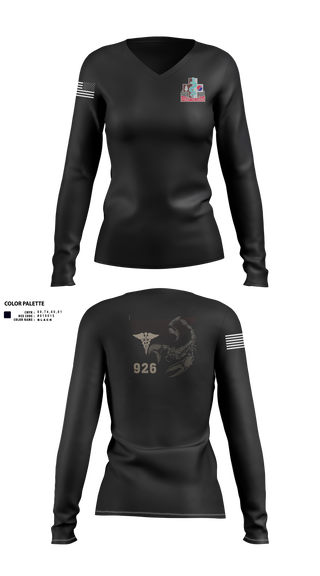 Womens Long Sleeve Vneck Shirt, 926 PM, Army, Teamtime, Team time, sublimation, custom sports apparel, team uniforms, spirit wear, spiritwear, sports uniforms, custom shirts, team store, custom team store, fundraiser sports, apparel fundraiser