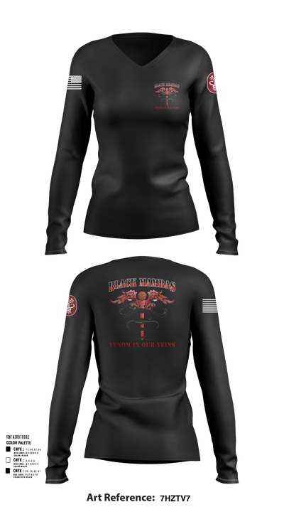 B-Co MRB Mamba 47249464 Women's Long Sleeve V-neck Shirt - 105