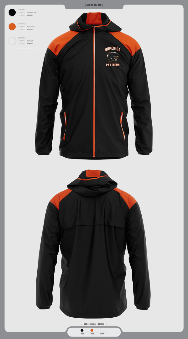 Windbreaker, Superior Panthers, Baseball, Teamtime, Team time, sublimation, custom sports apparel, team uniforms, spirit wear, spiritwear, sports uniforms, custom shirts, team store, custom team store, fundraiser sports, apparel fundraiser