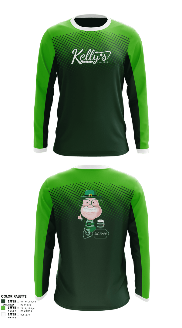 Long Sleeve Performance Shirt, Kelly’s Irish Pub, , Teamtime, Team time, sublimation, custom sports apparel, team uniforms, spirit wear, spiritwear, sports uniforms, custom shirts, team store, custom team store, fundraiser sports, apparel fundraiser