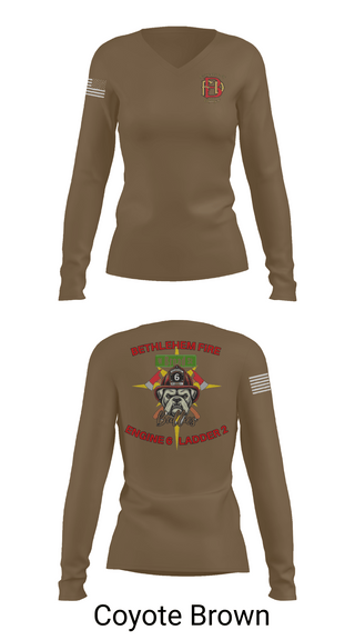 Womens Long Sleeve Vneck Shirt, Bethlehem Fire Department E6/L2, , Teamtime, Team time, sublimation, custom sports apparel, team uniforms, spirit wear, spiritwear, sports uniforms, custom shirts, team store, custom team store, fundraiser sports, apparel fundraiser
