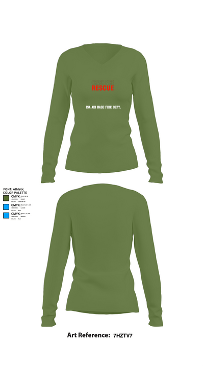 ISA Air base Fire Dept. 19172110 Women's Long Sleeve V-neck Shirt - 42