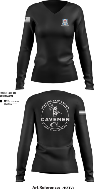 Womens Long Sleeve Vneck Shirt, C / 205th MI BN / 500th MIB-T, , Teamtime, Team time, sublimation, custom sports apparel, team uniforms, spirit wear, spiritwear, sports uniforms, custom shirts, team store, custom team store, fundraiser sports, apparel fundraiser