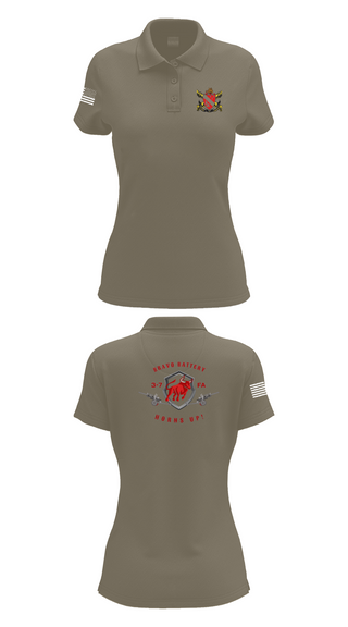 Womens Short Sleeve Performance Polo, Bravo Battery 3-7 FA, Army, Teamtime, Team time, sublimation, custom sports apparel, team uniforms, spirit wear, spiritwear, sports uniforms, custom shirts, team store, custom team store, fundraiser sports, apparel fundraiser