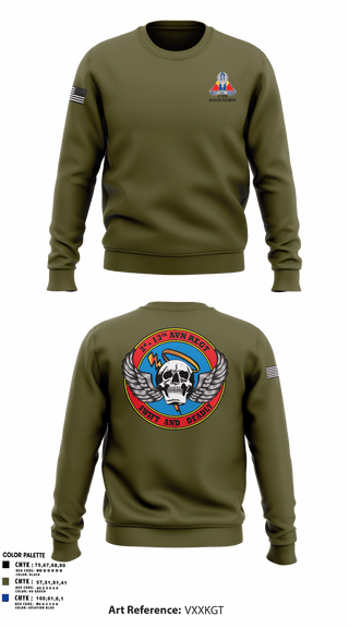 Crew Neck Sweatshirt, A Co, 2-13th Aviation Regiment, , Teamtime, Team time, sublimation, custom sports apparel, team uniforms, spirit wear, spiritwear, sports uniforms, custom shirts, team store, custom team store, fundraiser sports, apparel fundraiser